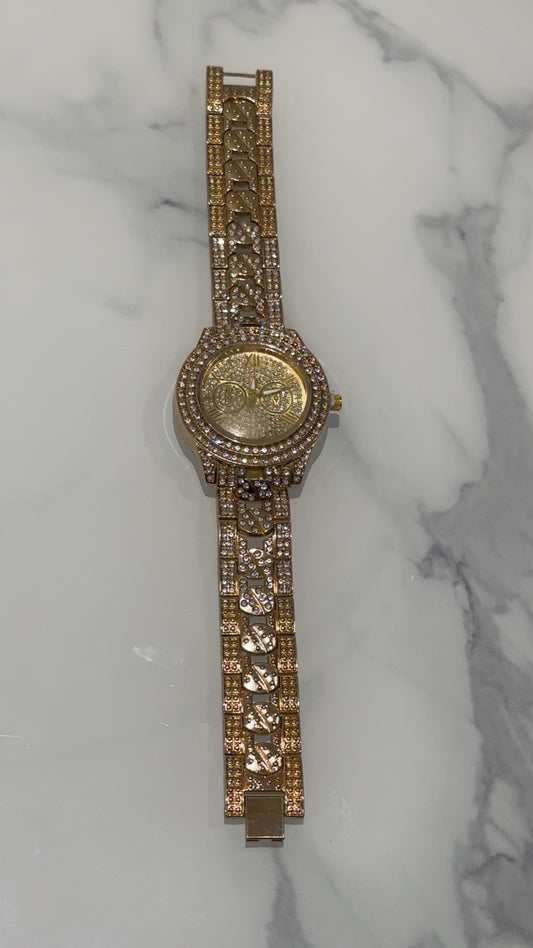 Gold Iced Halo Watch💛