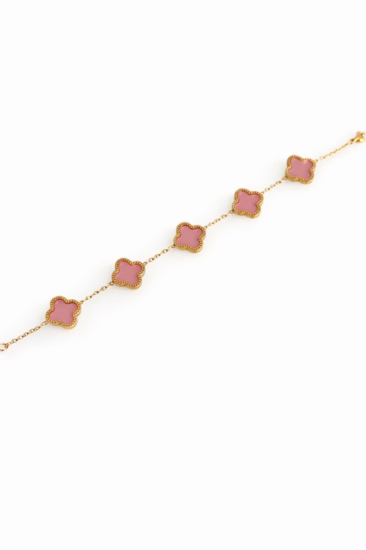 Pink and gold clover bracelet💖